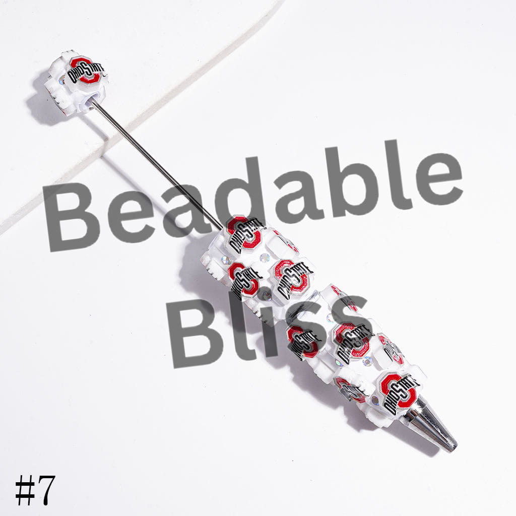 Beadable Clay Pens with American College Football Team Series, AB Rhinestones