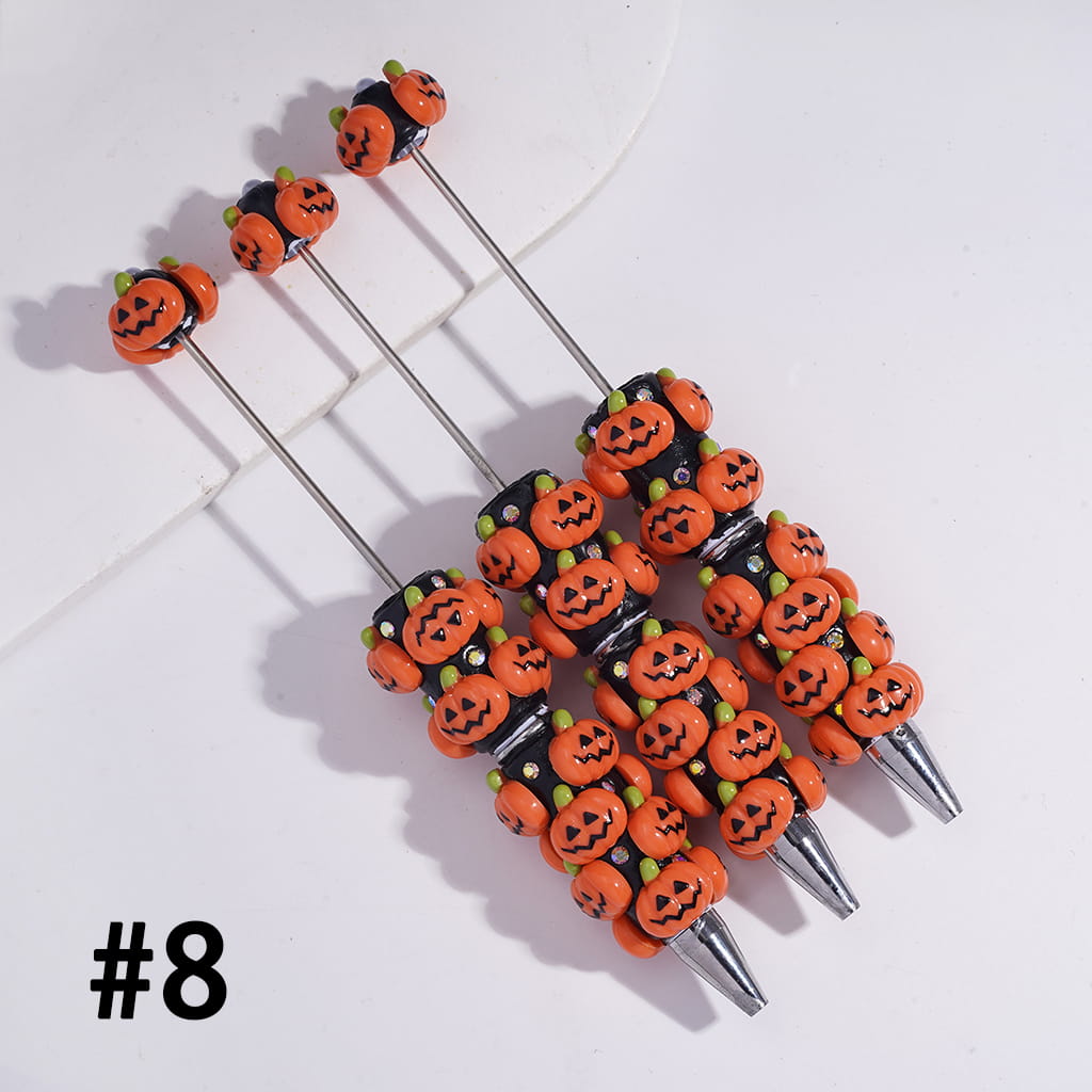 Beadable Clay Pens with Halloween Series Ornament in Various Style and AB Rhinestones