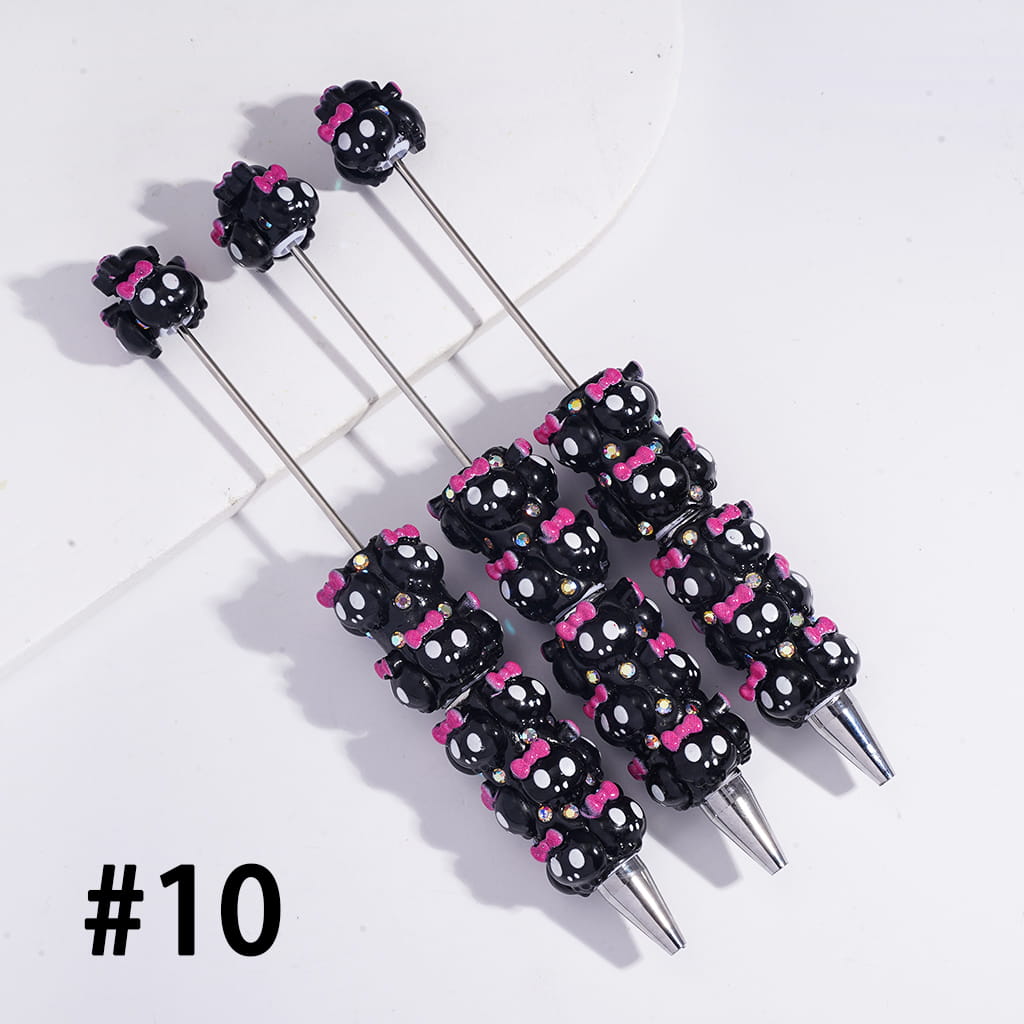 Beadable Clay Pens with Halloween Series Ornament in Various Style and AB Rhinestones