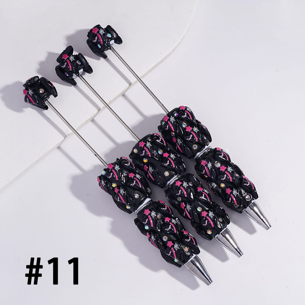 Beadable Clay Pens with Halloween Series Ornament in Various Style and AB Rhinestones