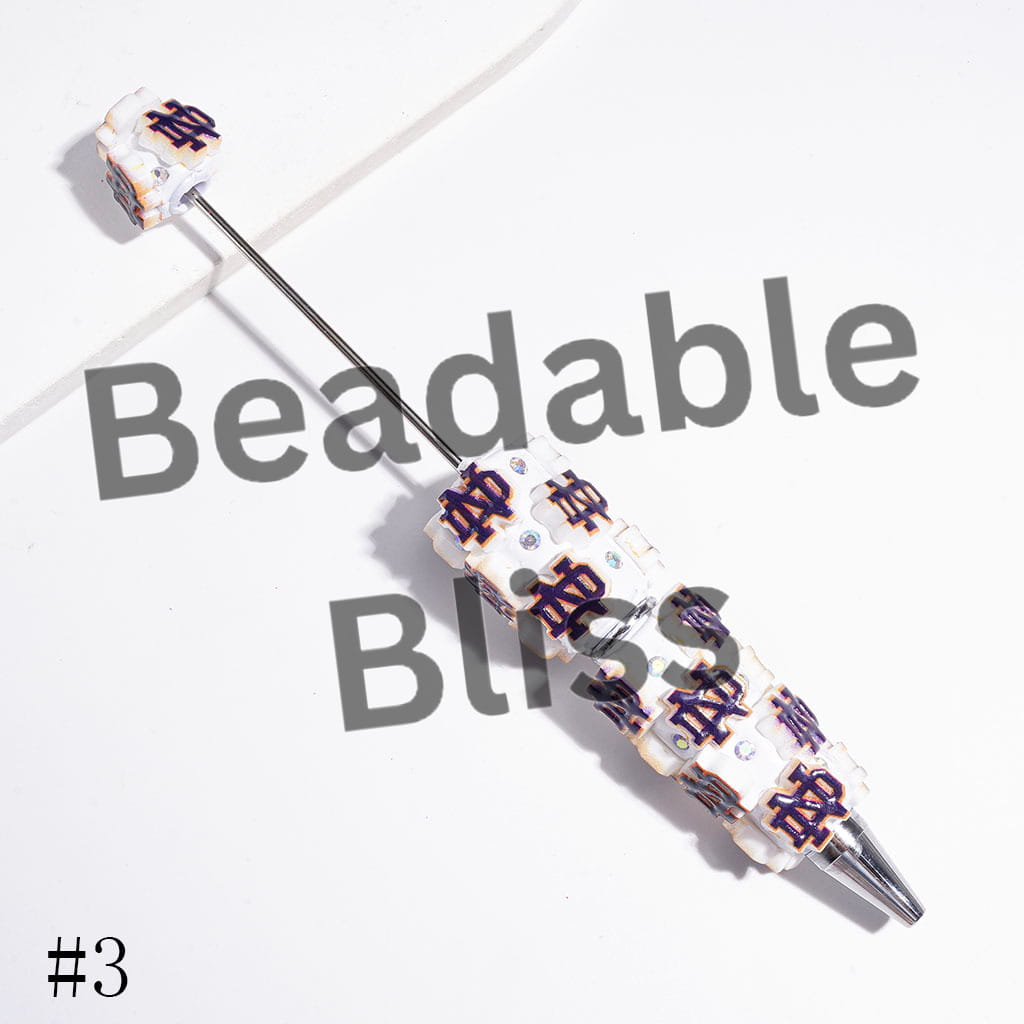 Beadable Clay Pens with American College Football Team Series, AB Rhinestones