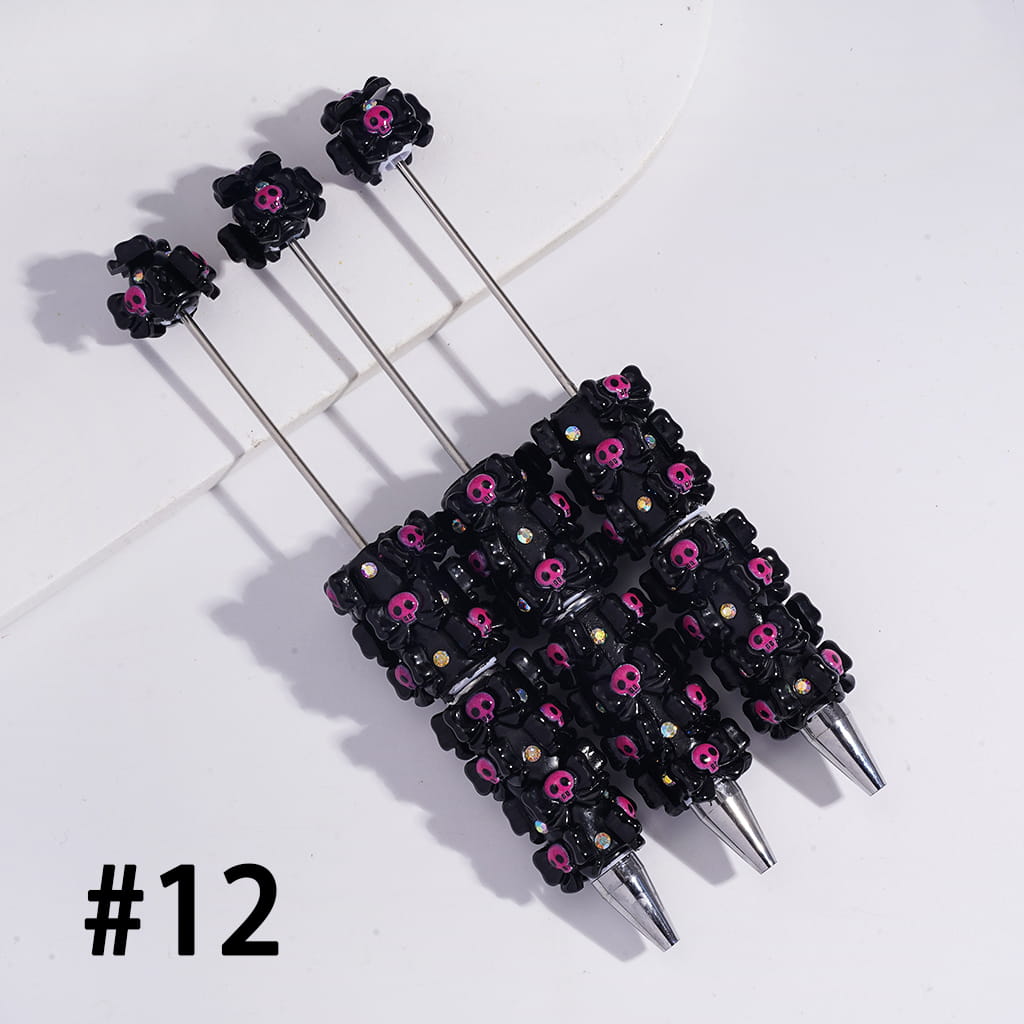 Beadable Clay Pens with Halloween Series Ornament in Various Style and AB Rhinestones