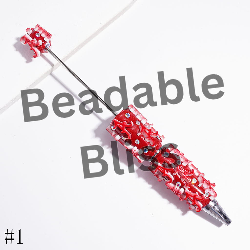 Beadable Clay Pens with American College Football Team Series, AB Rhinestones