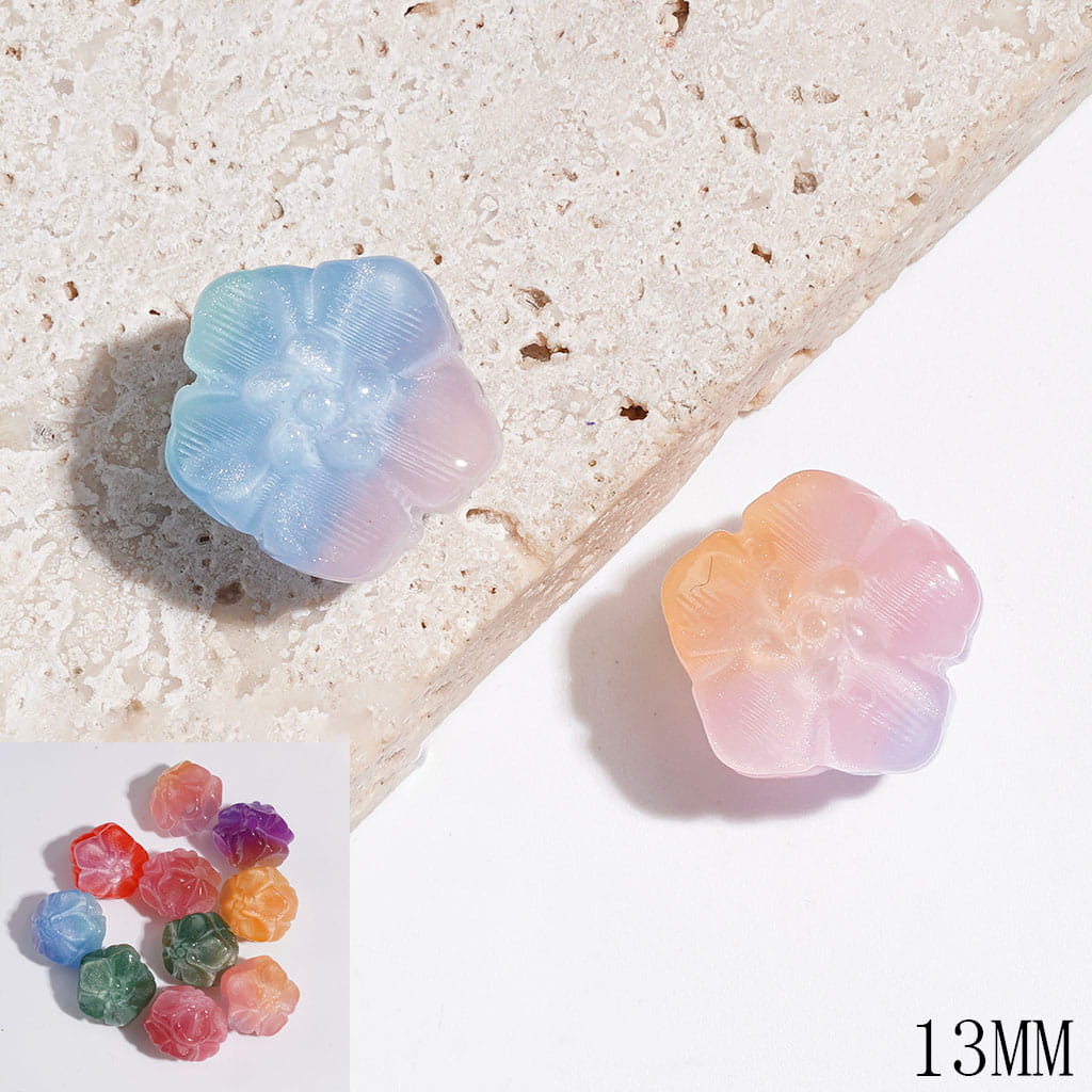Acrylic Beads Color Changing Double Side Five-Petaled Flower, 13MM, Multi-Color, Random Mix