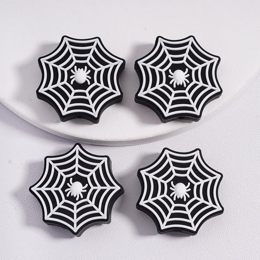 Silicone Focal Beads Vivid Spider Web Halloween