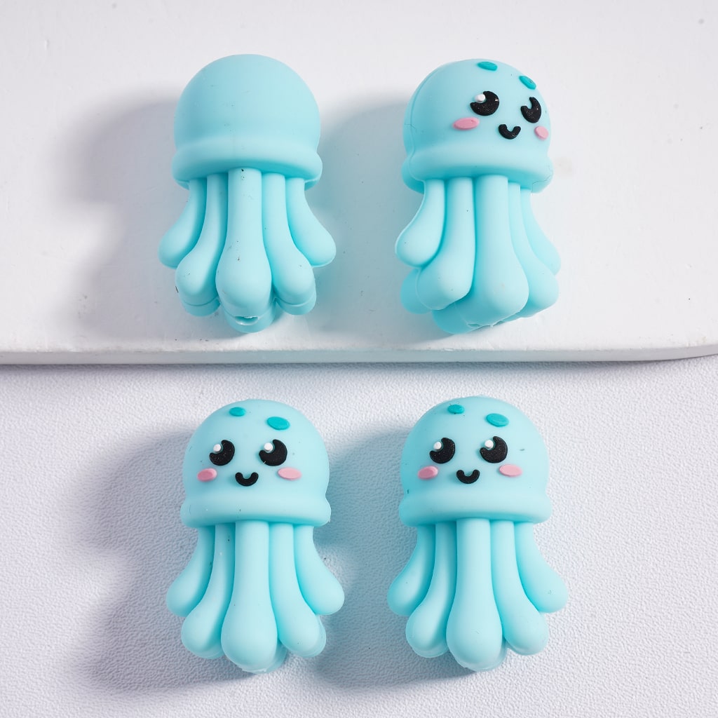 Silicone Focal Beads 3D Cute Marine Ocean Animals Shark Sea Horse Starfish Jellyfish Octopus