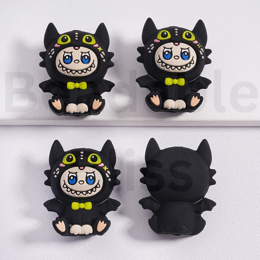 Silicone Focal Beads 3D Labub with Bat Costume Pop Mar Halloween