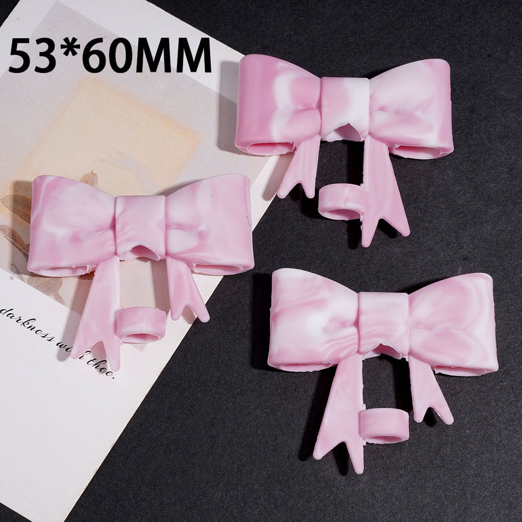 Food Grade Cup Tumbler Silicone Straw Topper Cute Bowknot in Pink White Gradient Colors