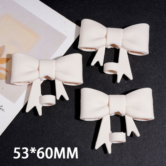 Food Grade Cup Tumbler Silicone Straw Topper Cute Bowknot in Milk Apricot White Color