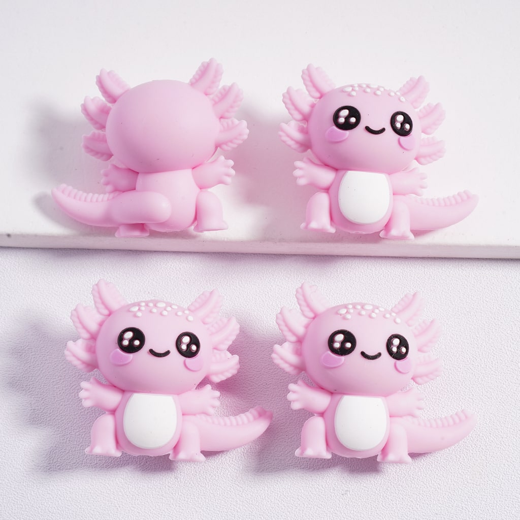 Silicone Focal Beads 3D Little Cute Axolotl Solid Color