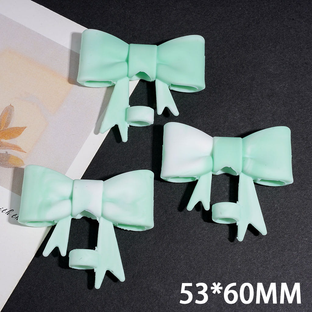 Food Grade Cup Tumbler Silicone Straw Topper Bowknot in White Green Gradient Colors