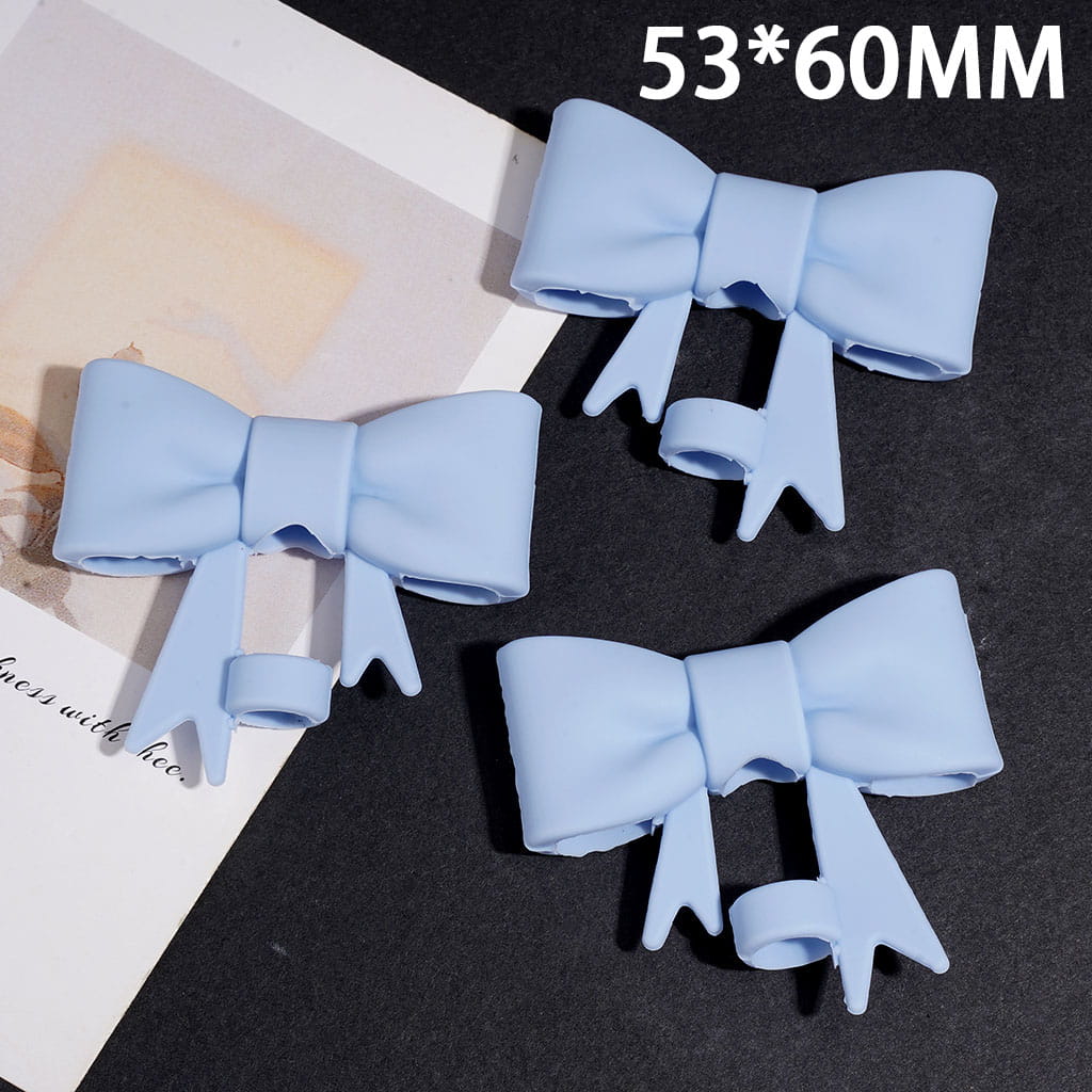 Food Grade Cup Tumbler Silicone Straw Topper Blue Bowknot