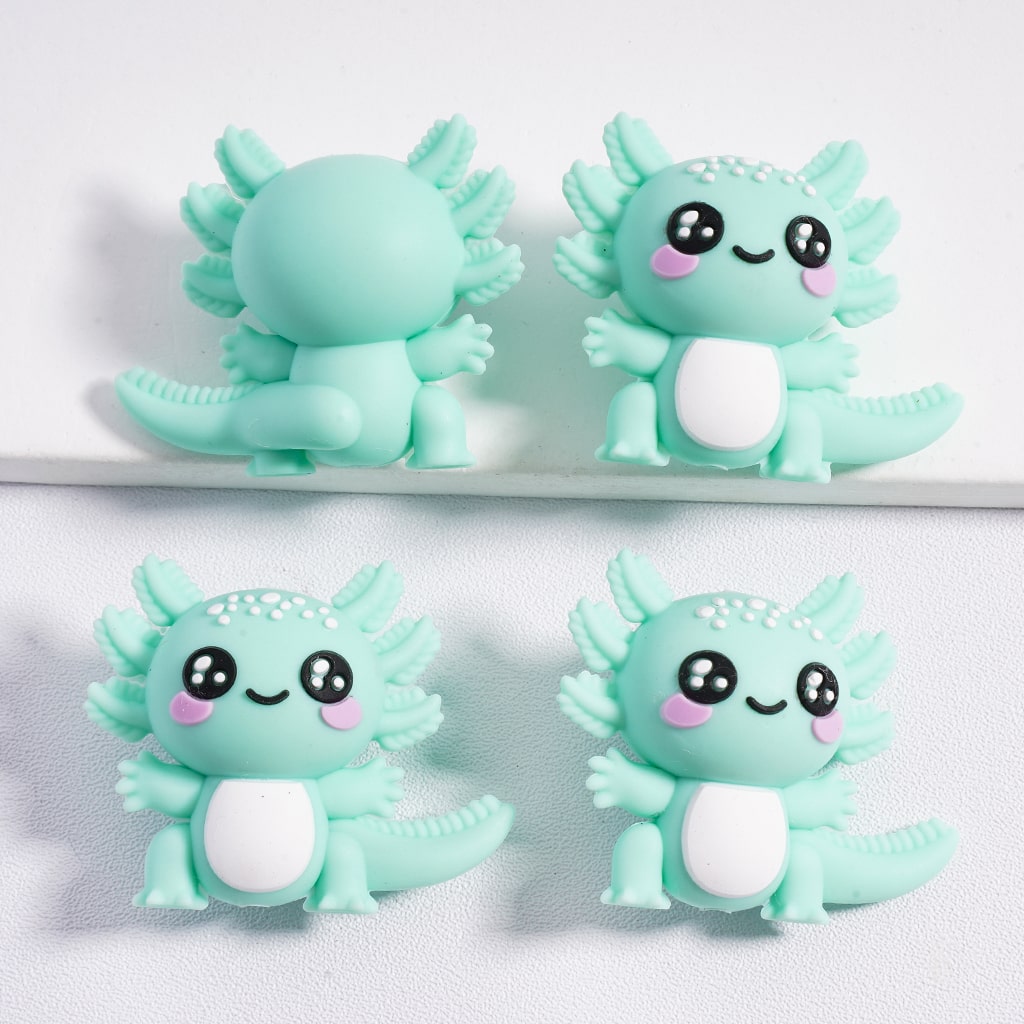 Silicone Focal Beads 3D Little Cute Axolotl Solid Color