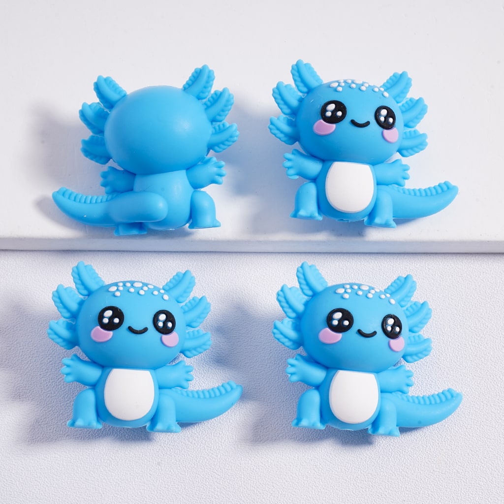 Silicone Focal Beads 3D Little Cute Axolotl Solid Color