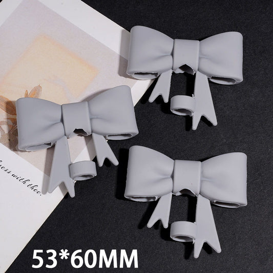 Food Grade Cup Tumbler Silicone Straw Topper Dark Gray Bowknot