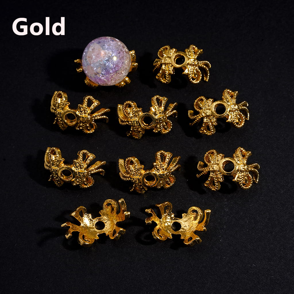 Fancy Bead Cages with Bowtie, Alloy Bead Cap, Multi-Color (They Fit 16MM Beads)