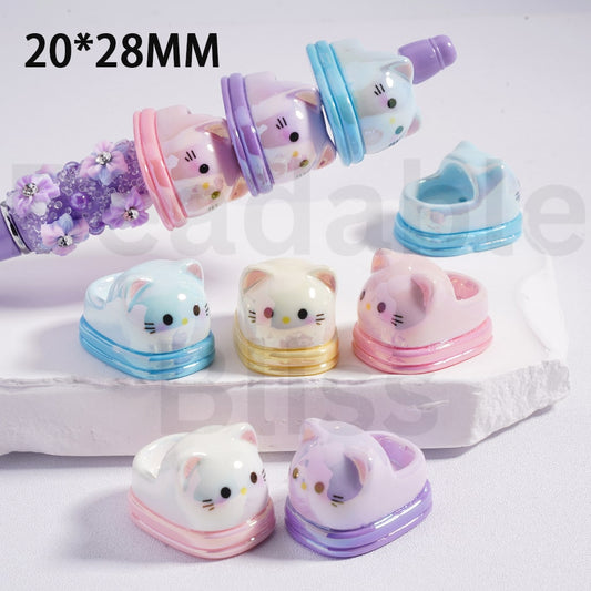 Acrylic Beads UV Coating Cute Hello Kitt Style Slippers 20*28MM, Random Mix
