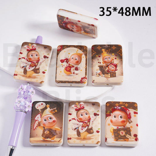 Large Rectangle Flat Acrylic Beads Cute Twinkl Twinkl Be a Little Sta Series Figures Pop Mar 35*48MM, Random Mix