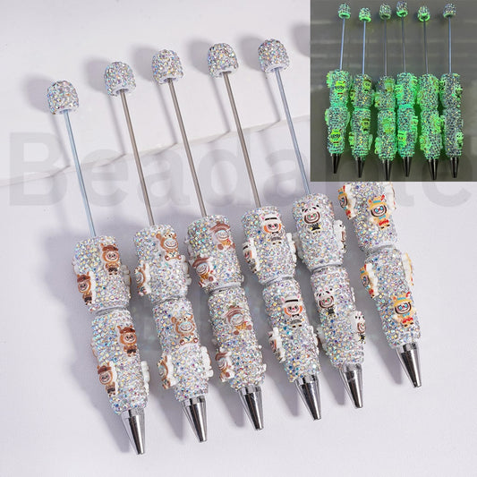 Beadable Clay Pen Luminous with AB Rhinestones Cute Labub in Different Costume