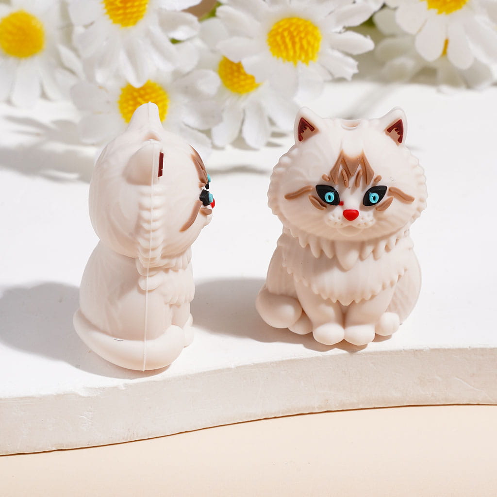 Silicone Focal Beads 3D Various Variety Cute Cat Series, Multi-Color
