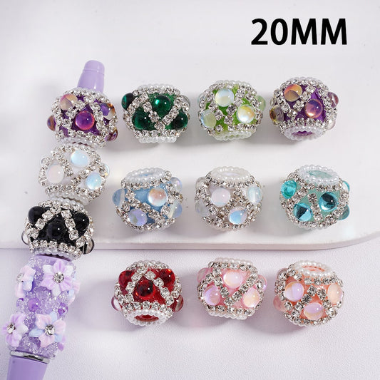 Acrylic Beads Clear Rhinestones Chains White Pearls Loop Multi-Color 20MM, Random Mix