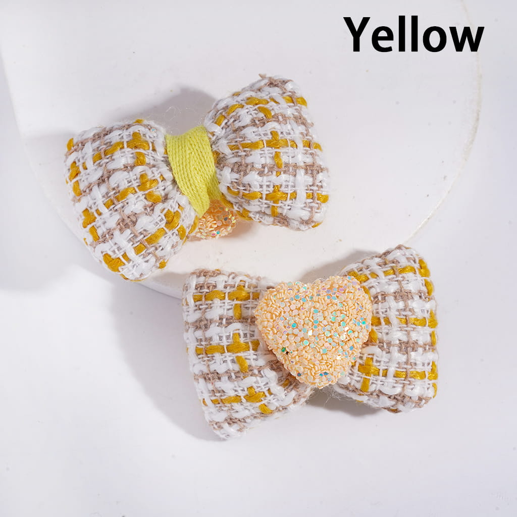 Sugar Beads Shiny Heart with Fabric Bowtie, 38*54MM, Multi-Color