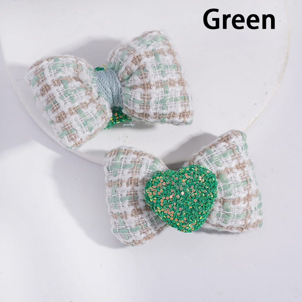 Sugar Beads Shiny Heart with Fabric Bowtie, 38*54MM, Multi-Color