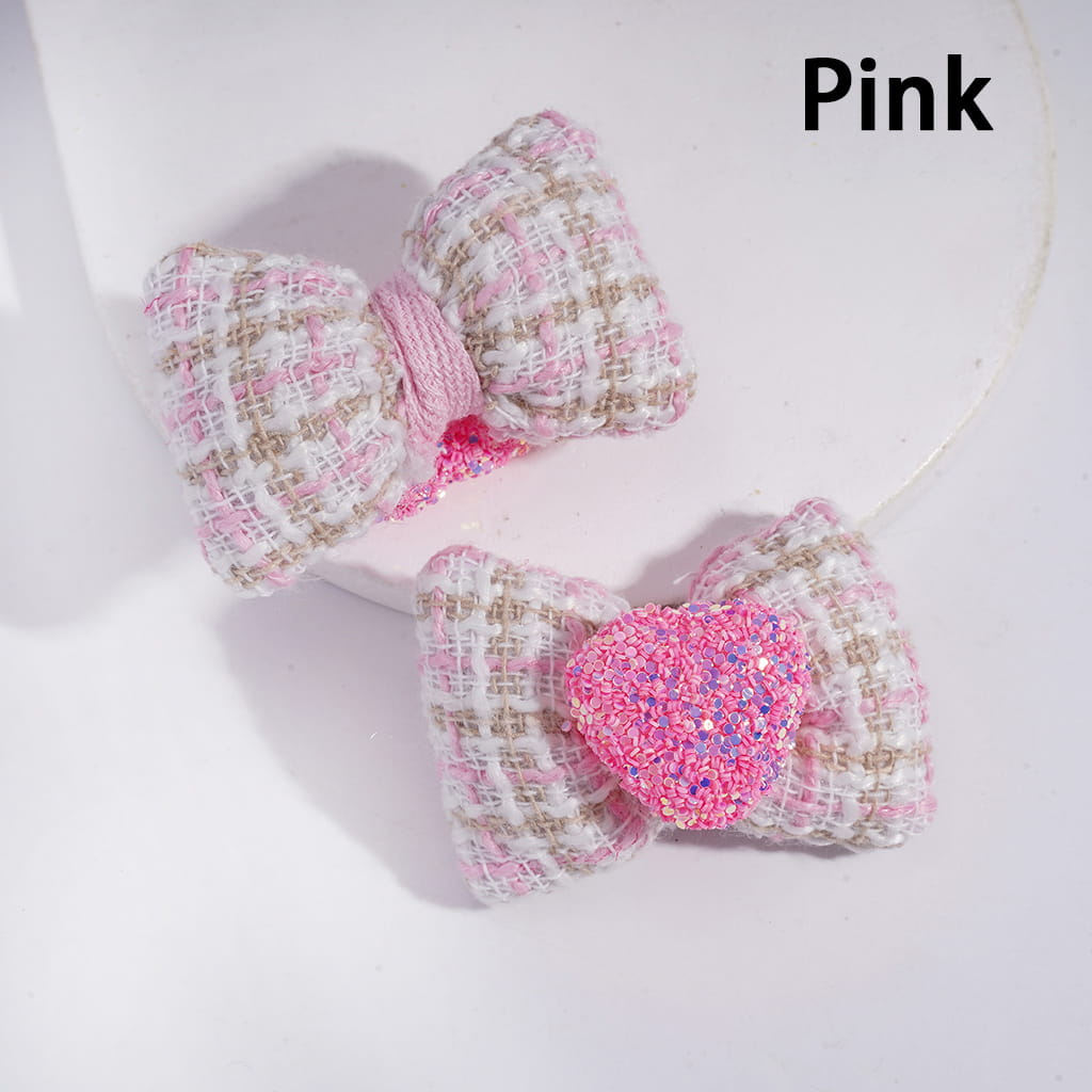 Sugar Beads Shiny Heart with Fabric Bowtie, 38*54MM, Multi-Color