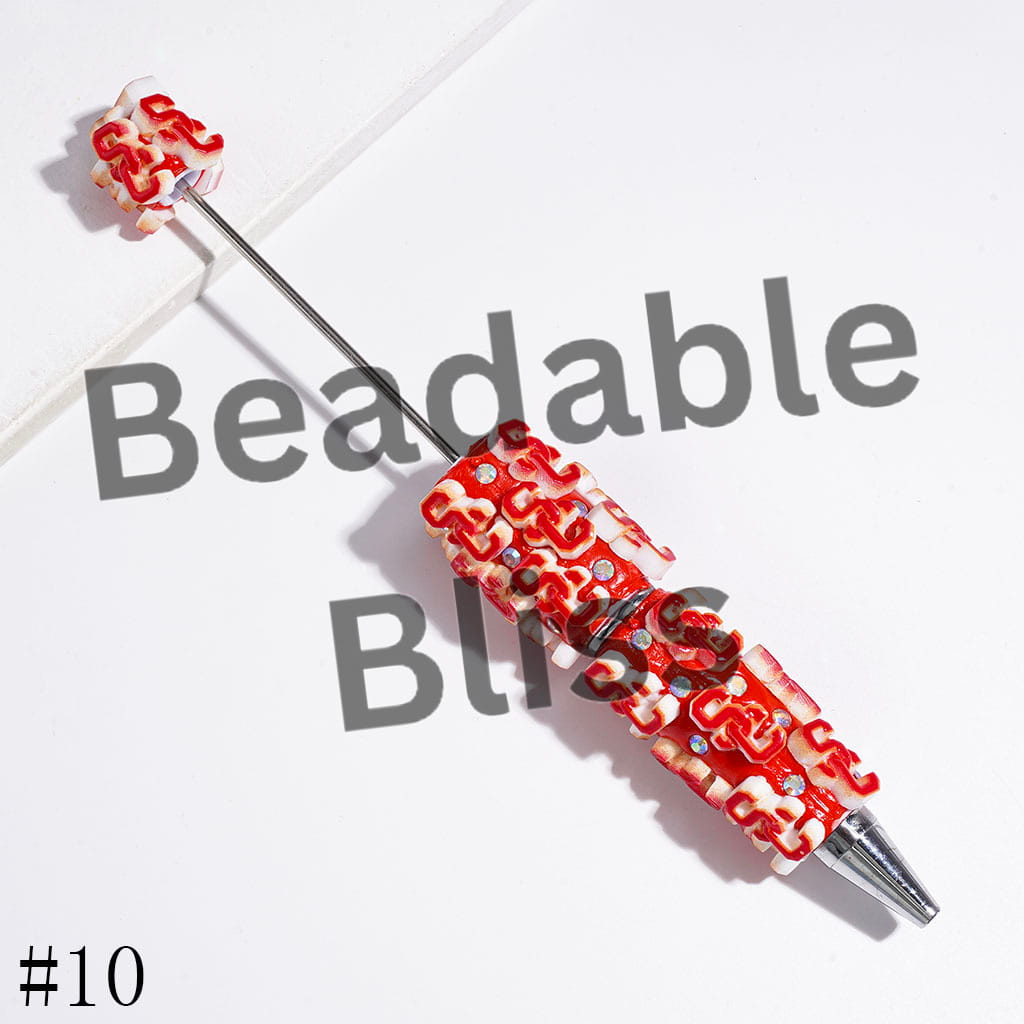 Beadable Clay Pens with American College Football Team Series, AB Rhinestones