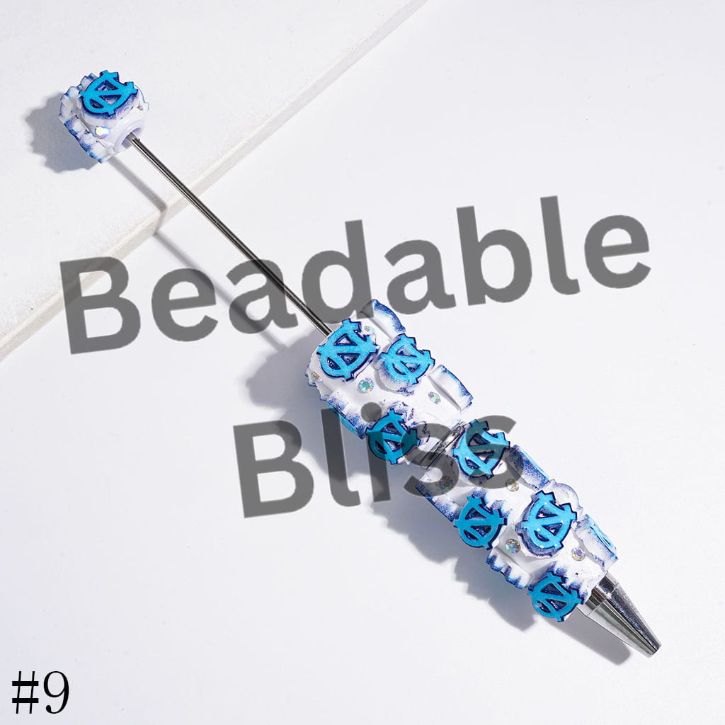 Beadable Clay Pens with American College Football Team Series, AB Rhinestones