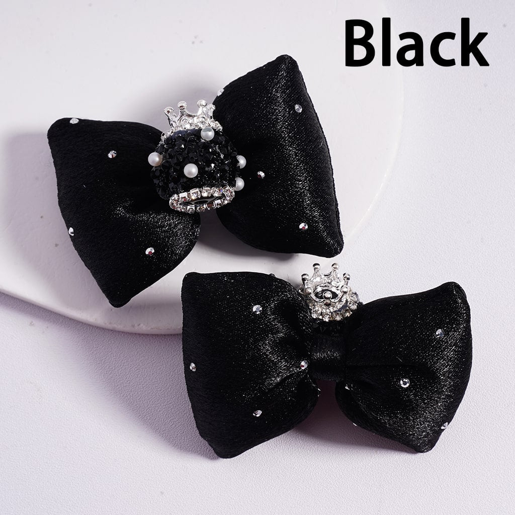Sugar Acrylic Beads with Silver Alloy Crown White Pearls Shiny Rhinestones Large Soft Fabric Bowknots Multi-Color 44*65MM