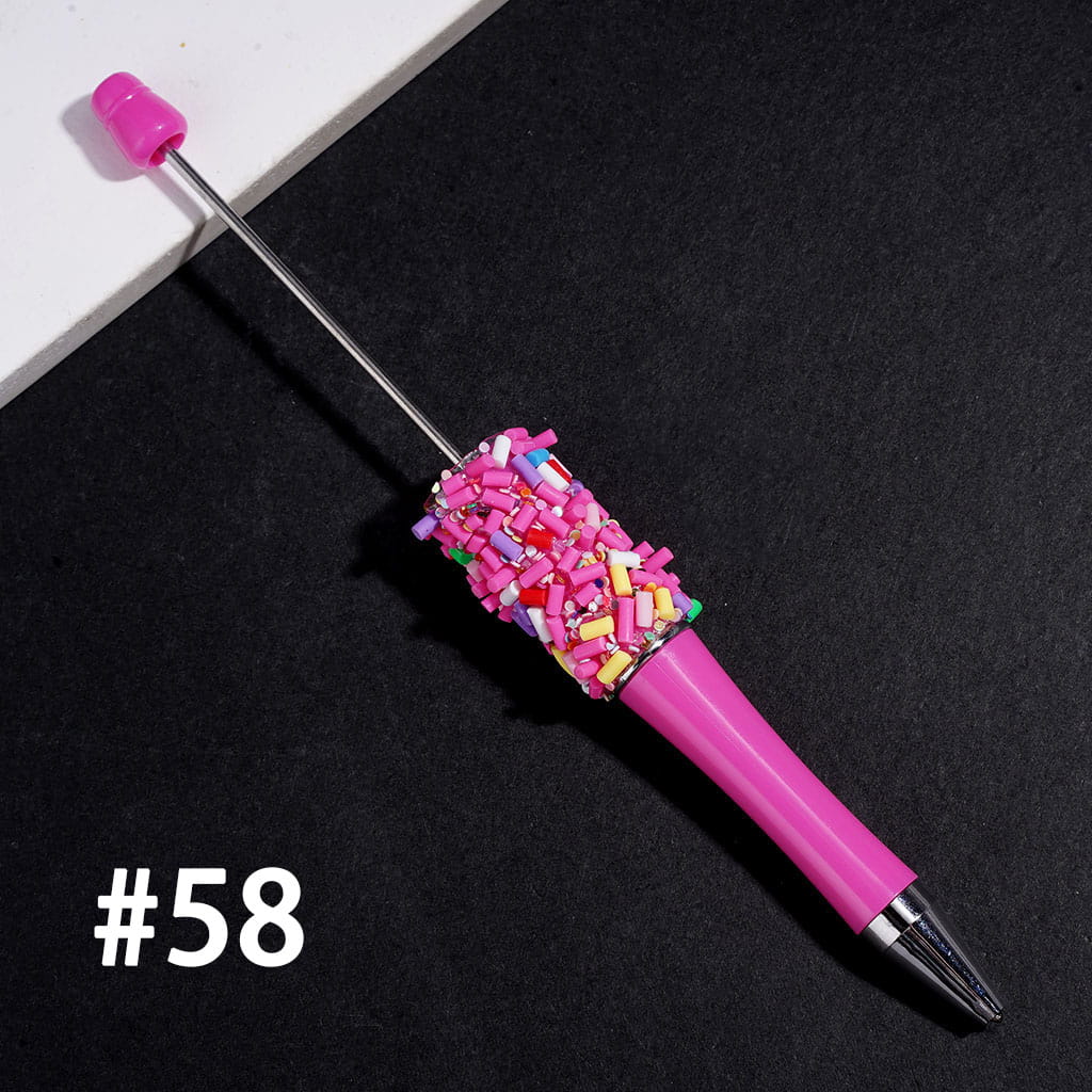 Hand-Made Beadable Pens with Mini Shiny Sequin and Faux Sprinkles, Multi-Color