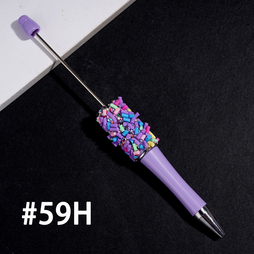 Hand-Made Beadable Pens with Mini Shiny Sequin and Faux Sprinkles, Multi-Color
