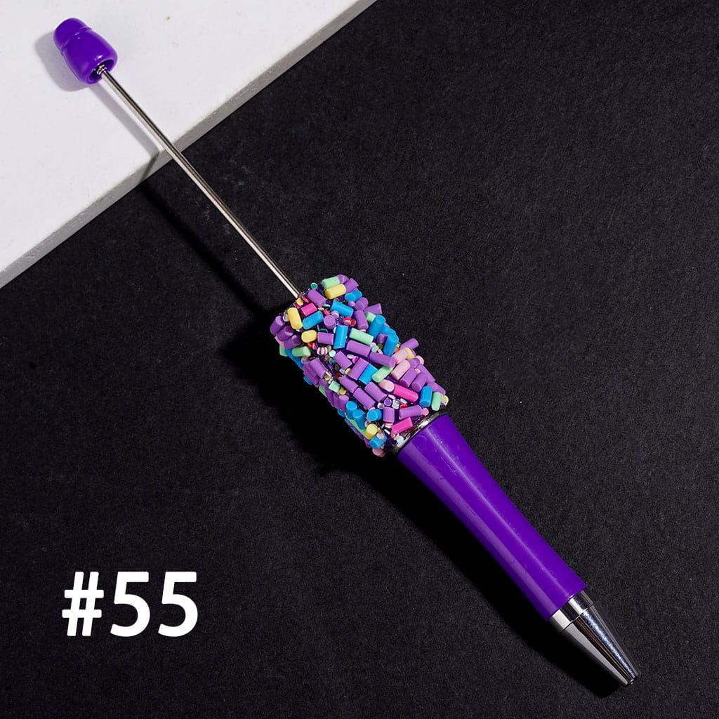 Hand-Made Beadable Pens with Mini Shiny Sequin and Faux Sprinkles, Multi-Color