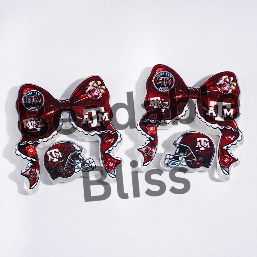 Acrylic Beads "ATM" Football Team, Bowtie Bowknot and Helmet Collection Set