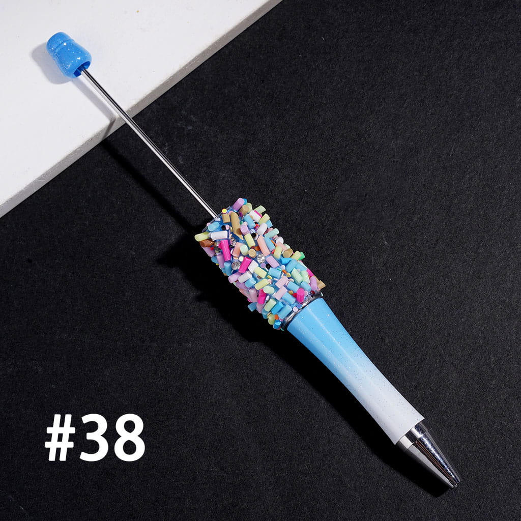 Hand-Made Beadable Pens with Mini Shiny Sequin and Faux Sprinkles, Multi-Color