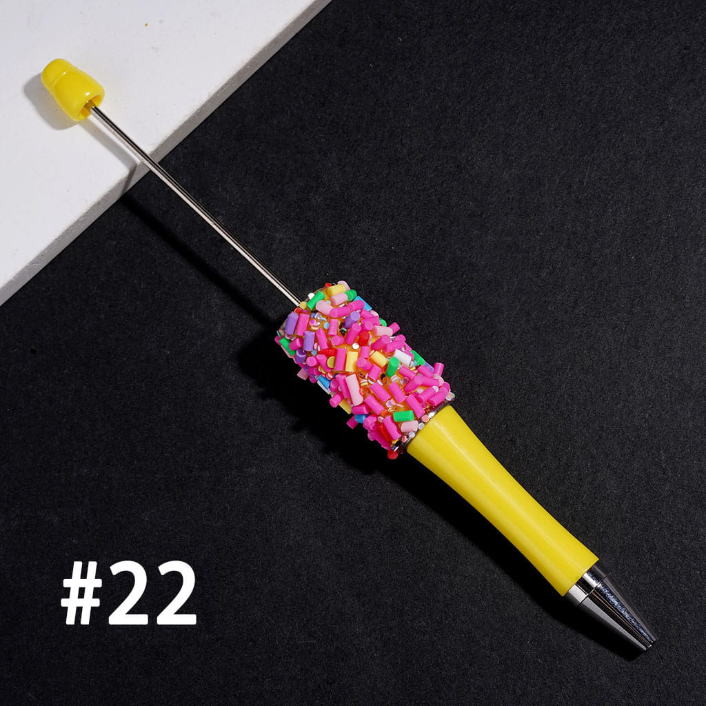 Hand-Made Beadable Pens with Mini Shiny Sequin and Faux Sprinkles, Multi-Color