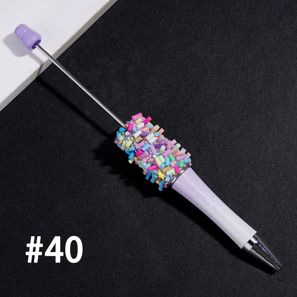 Hand-Made Beadable Pens with Mini Shiny Sequin and Faux Sprinkles, Multi-Color