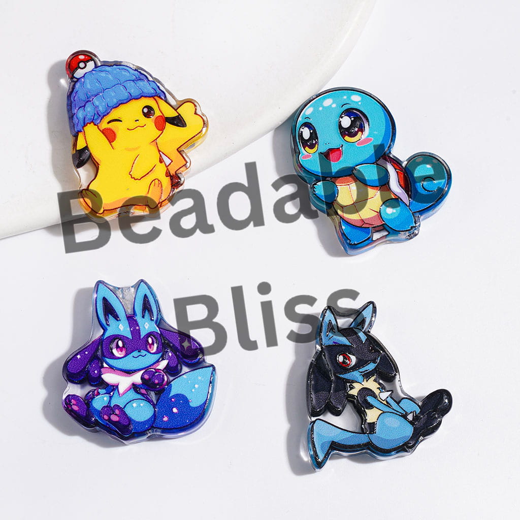 Small Monster Character Series Acrylic Beads, Semi-Clear, Random Mix
