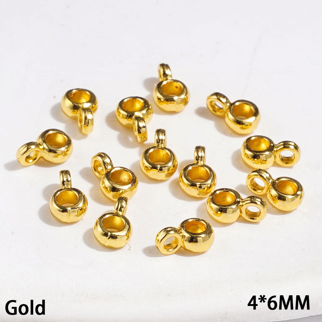 Metal Bail Beads for Hanging Charms and Pendants, 4*6MM Silver and Gold