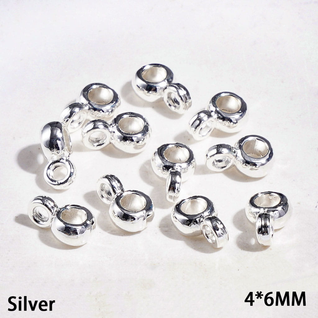 Metal Bail Beads for Hanging Charms and Pendants, 4*6MM Silver and Gold