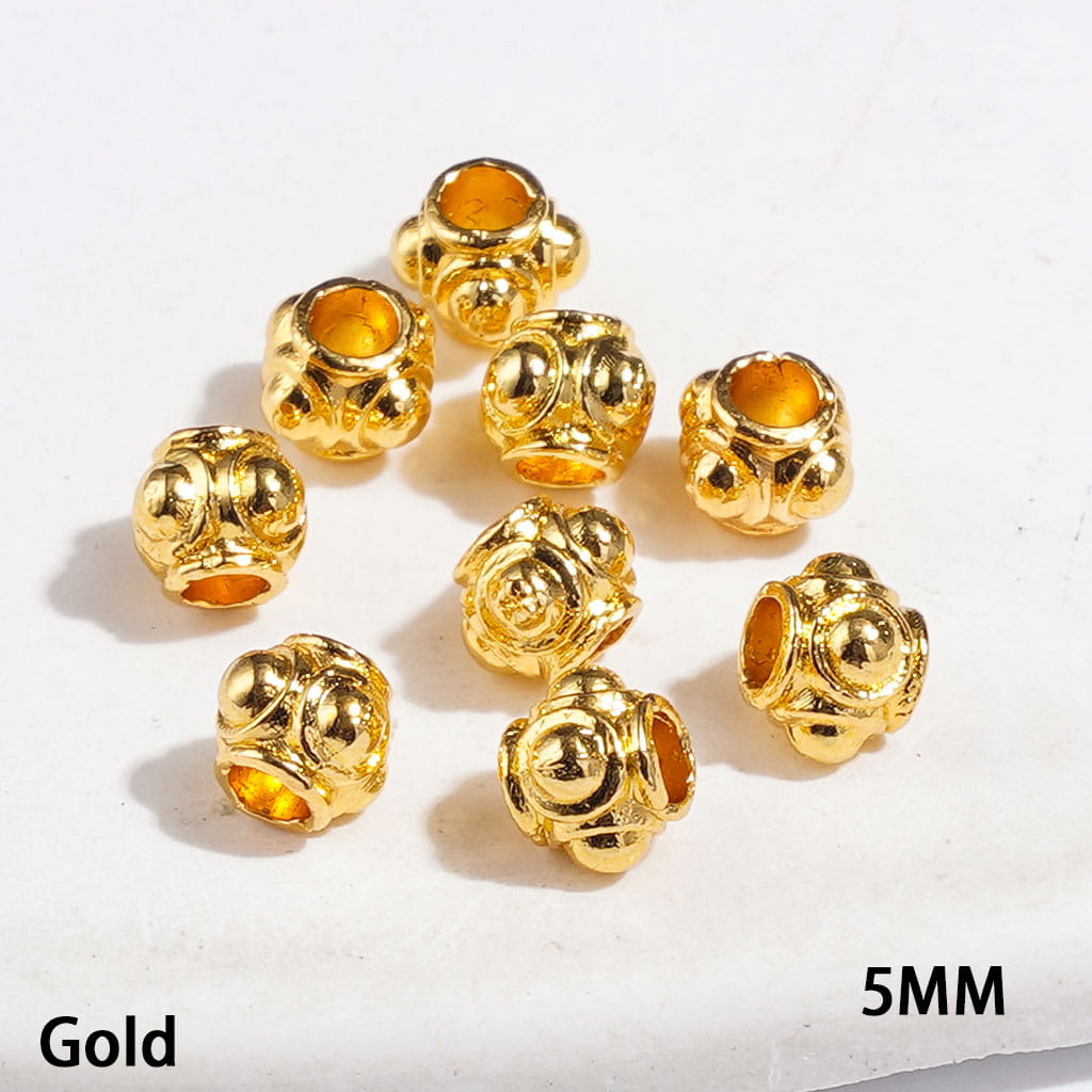 Mini Lattern Shaped Metal Beads, Jewelry Accessories, 5MM Silver and Gold