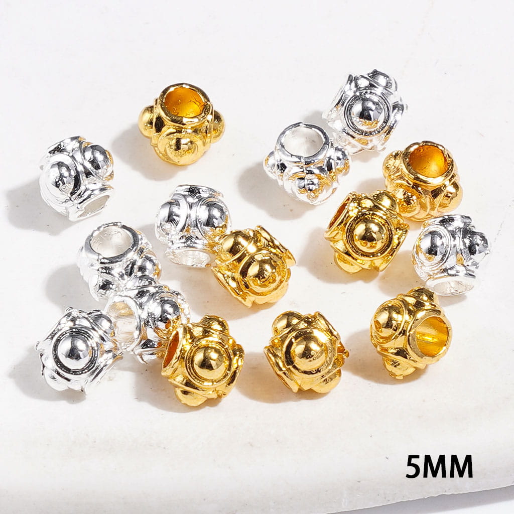 Mini Lattern Shaped Metal Beads, Jewelry Accessories, 5MM Silver and Gold