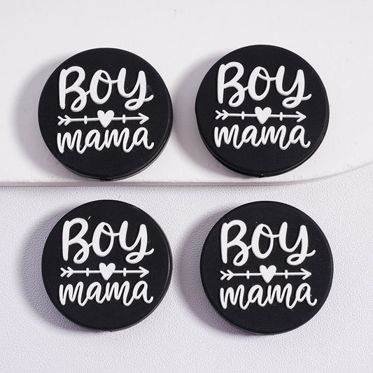 Round Silicone Focal Beads Boy Mama Arrow Crosses the Heart