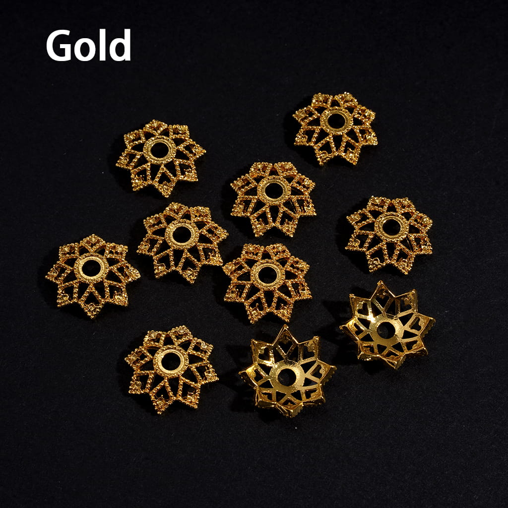 Bead Cages Octagonal Lotus Flower, Alloy Bead Cap, Gold & Silver & Black (They Fit 16MM Beads)