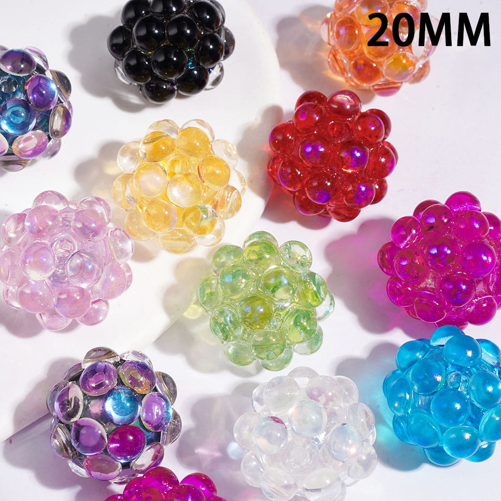Handmade Dazzling Half-faced Rhinestones Acrylic Beads 20MM Various Colors (Please Read Description)