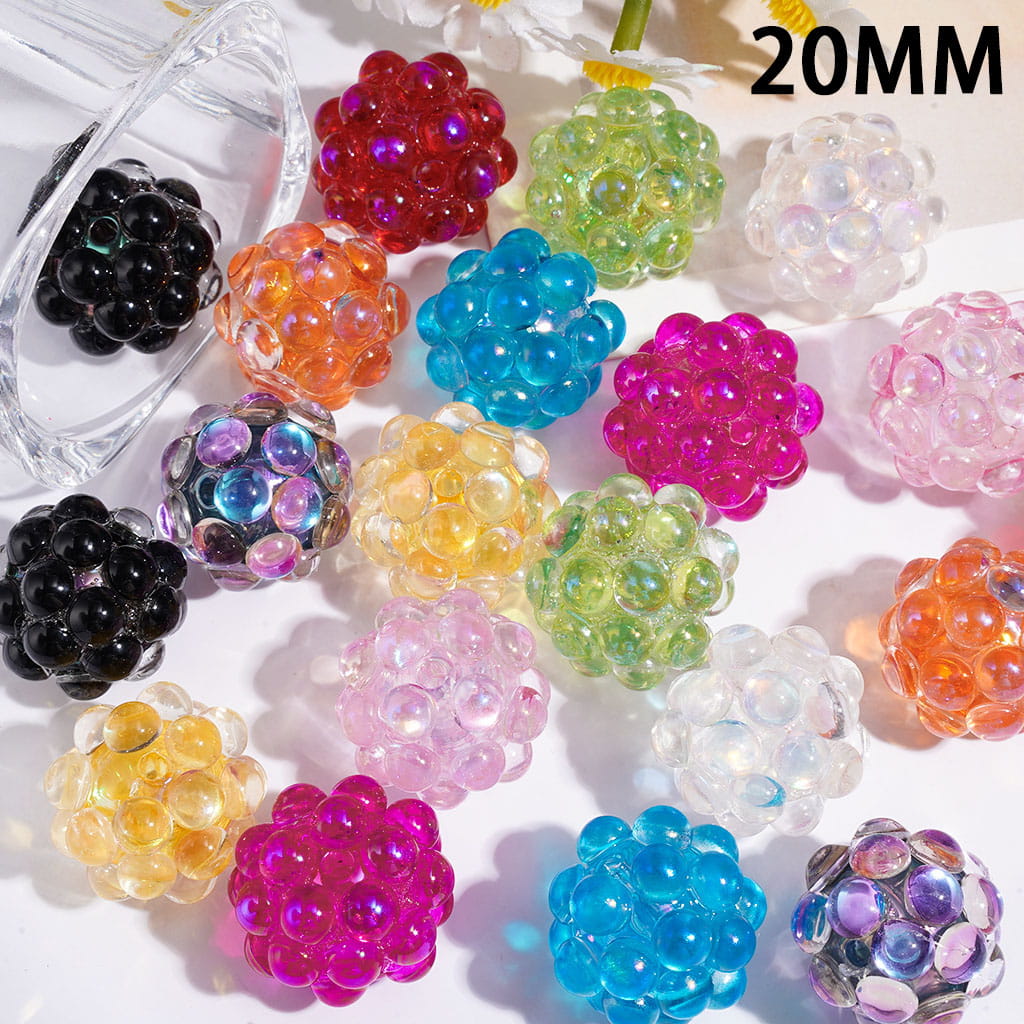 Handmade Dazzling Half-faced Rhinestones Acrylic Beads 20MM Various Colors (Please Read Description)