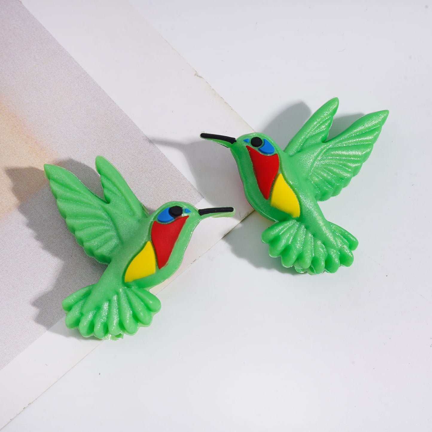 Silicone Focal Beads 3D Hummingbird Opening Wings, Multi-Color