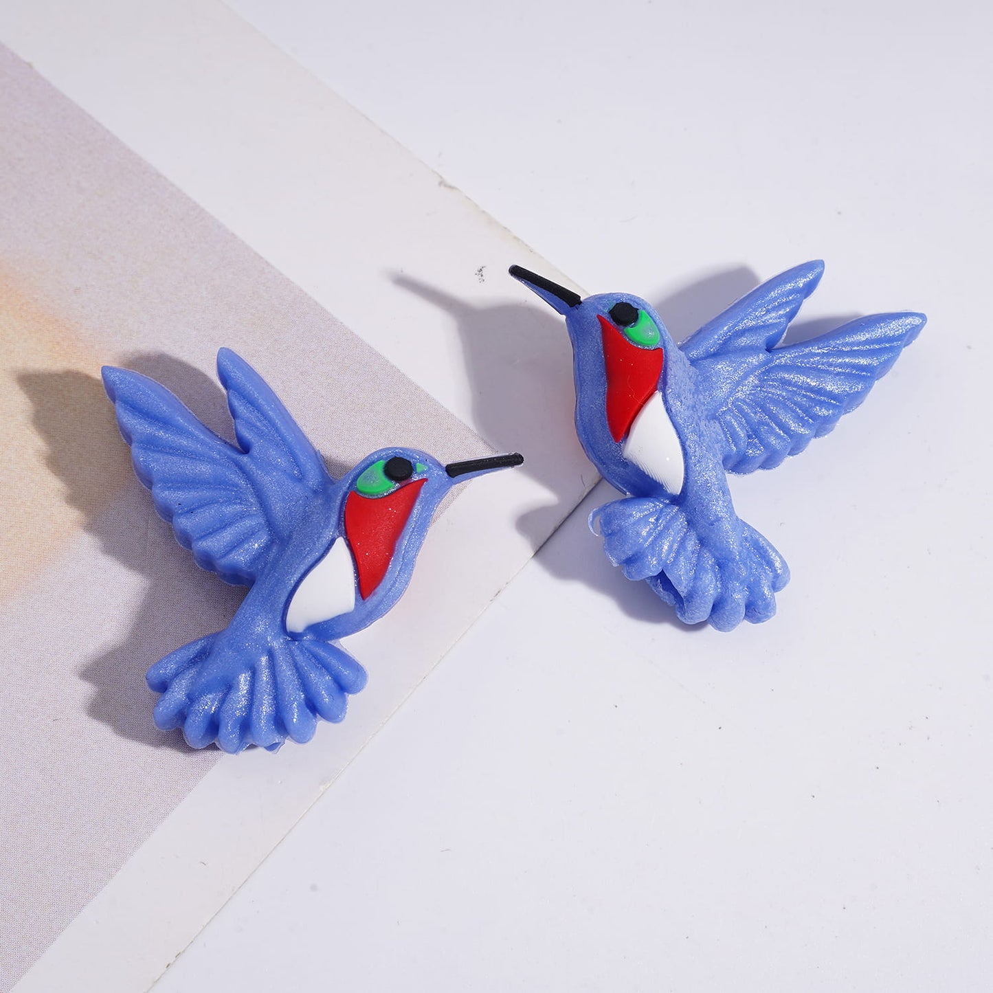 Silicone Focal Beads 3D Hummingbird Opening Wings, Multi-Color