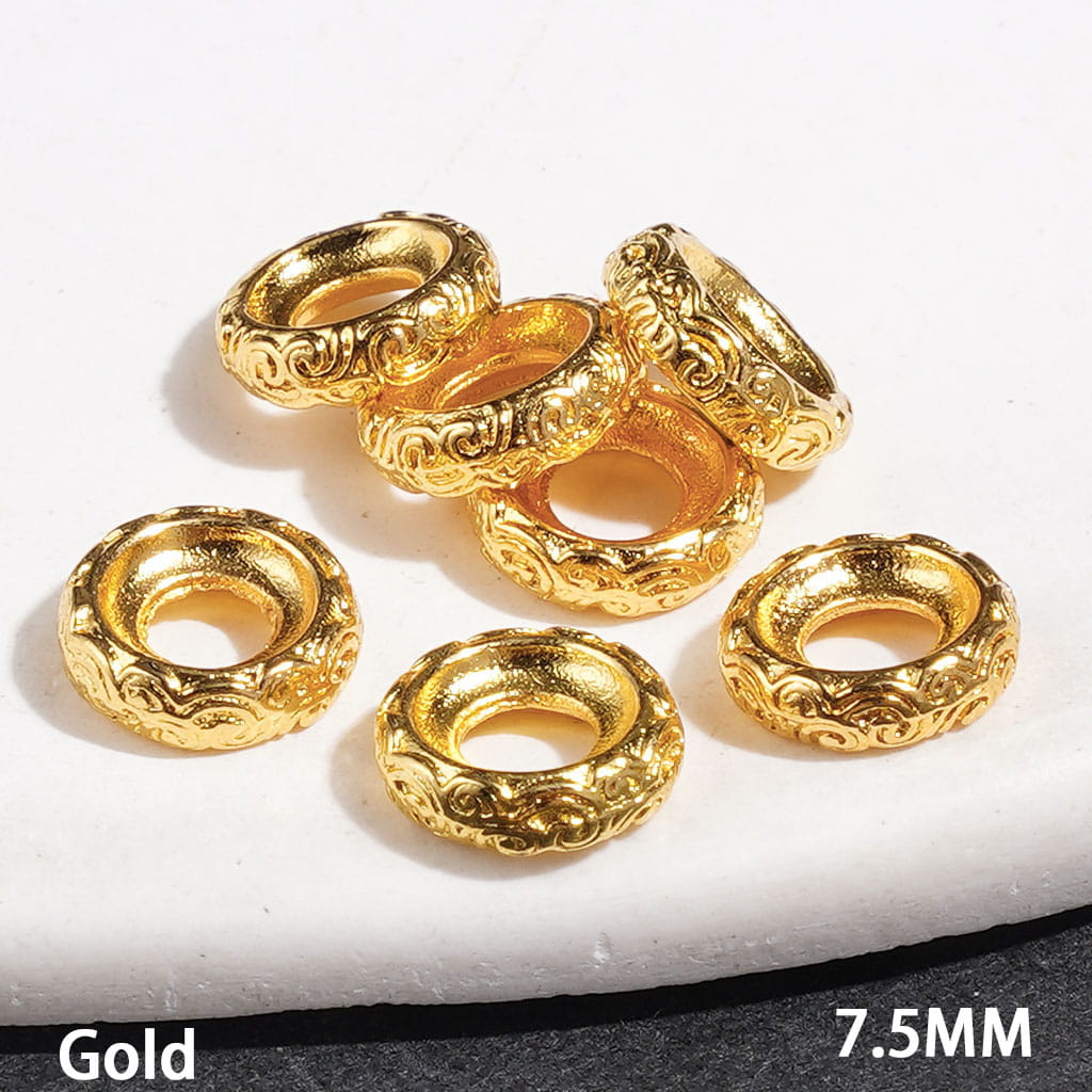 Metal Beads with Clound Shaped Texture, Jewelry Accessories 7.5MM Silver and Gold